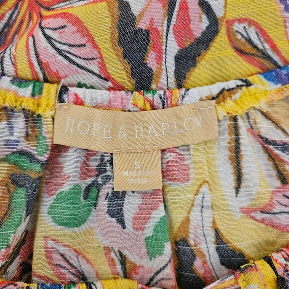 Hope & Harlow Boho Peasant Multi color Tropical Print Shirt Blouse - Picture 4 of 5